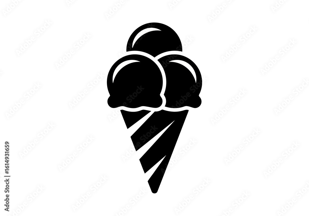 Fototapeta premium A black ice cream cone with three scoops 
