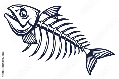 Stylized Fish Skeleton with Sharp Teeth.