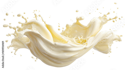Splash of creamy mayonnaise flying in the air isolated transparent background
