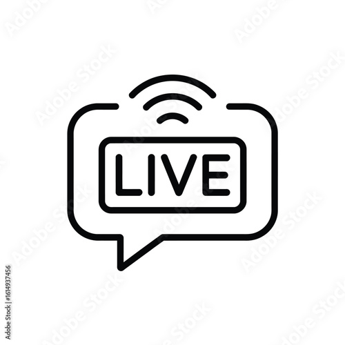 Live stream icon with speech bubble and wifi symbol