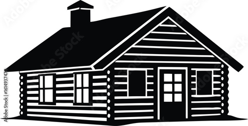  rustic log cabin silhouette vector