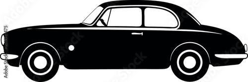 vintage car silhouette vector, retro car illustration, classic old model car black symbol