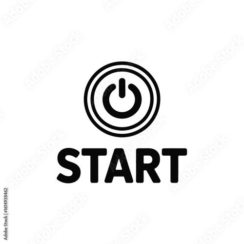 Black and White Start Button Icon with the Word Start