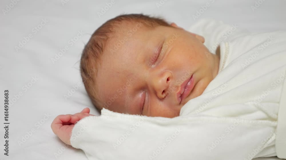Newborn baby sleeping peacefully on white background Newborn baby sleeping peacefully on white background