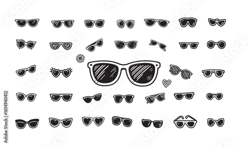  doodle hand drawn sunglass silhouette