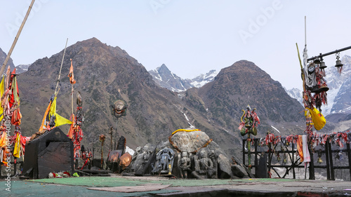 Canvas Print Kaalbhairava Temple, patron protector of Kedarnath, offering a picturesque view in Kedarnath, Rudraprayag, Uttarakhand, India