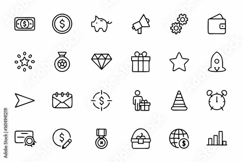 A modern collection of icons focused on financial bonuses, workplace perks, and employee incentives. Ideal for HR dashboards, company benefits portals, and salary packaging guides