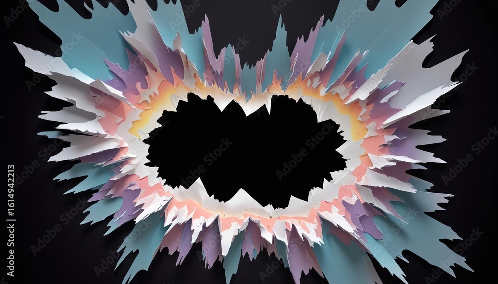 Fototapeta premium Breakthrough paper hole with black textured background.