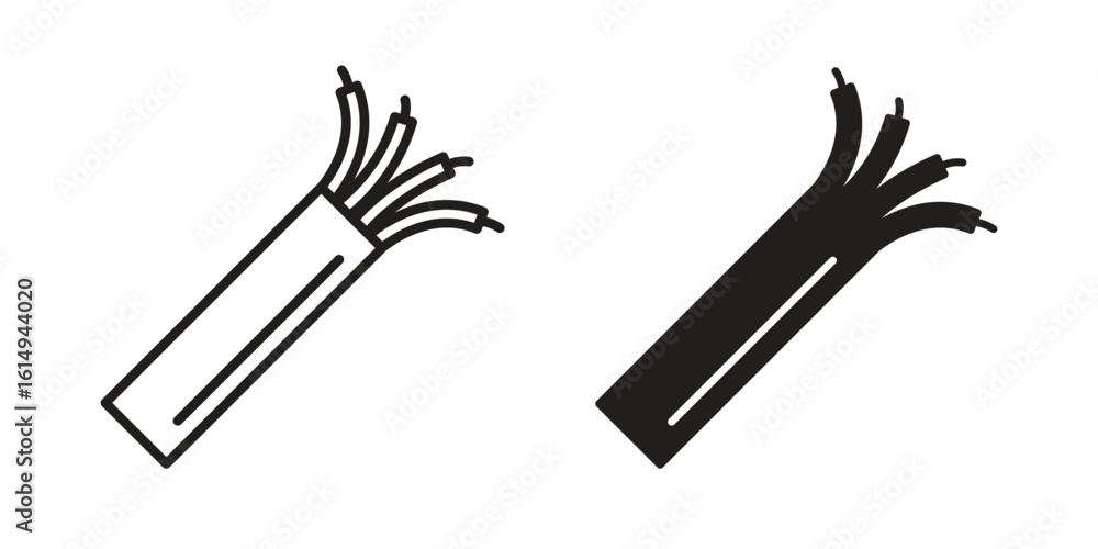 Fototapeta premium Wires icon set, line and black glyph style for food app website.