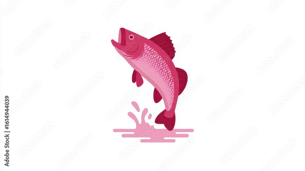 Fototapeta premium Vibrant pink fish leaping out of water.