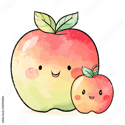 Kawaii Apple Family – Cute Parent and Baby Apples