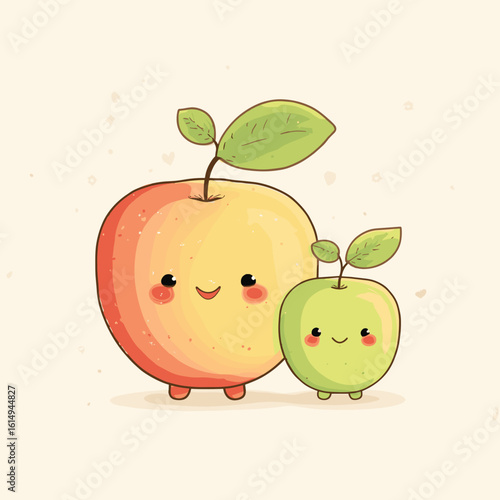 Kawaii Apple Family – Cute Parent and Baby Apples
