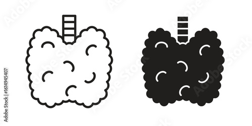 Thyroid gland icon set, line and black glyph style for food app website.