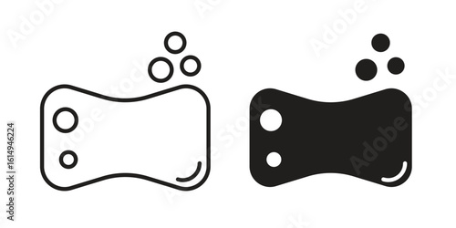Soap cleaning icon set, line and black glyph style for food app website.