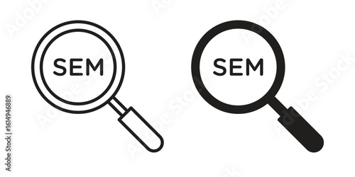 SEM icon set, line and black glyph style for food app website.