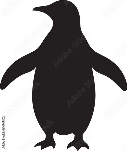 Black penguin silhouette standing with wings spread bird animal