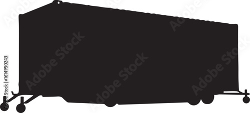 Black silhouette of a large trailer with wheels and hitch vehicle transportation