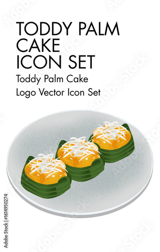 Tody Palm cake logo vector Icon set