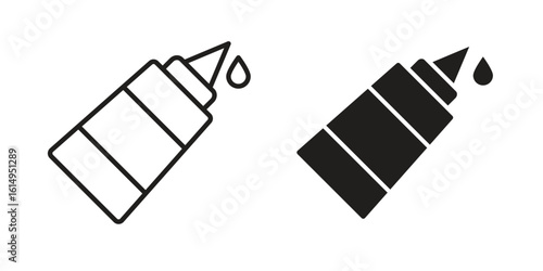 Glue icon set, line and black glyph style for food app website.