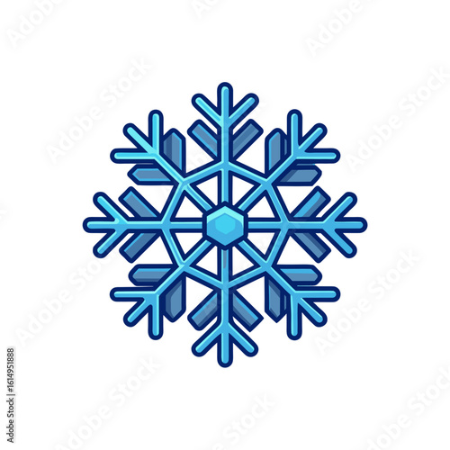 Stylized blue snowflake icon on a black background