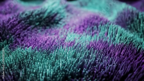 Wallpaper Mural Surreal microscopic terrain in vivid purple and turquoise hues under dramatic lighting. Torontodigital.ca