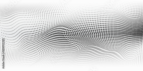 Halftone faded gradient texture. Grunge halftone grit background. White and black sand noise wallpaper. Retro pixilated vector backdrop