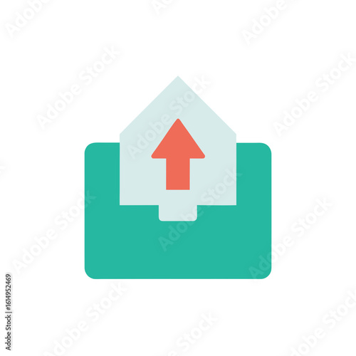 Email upload icon with orange arrow and teal envelope