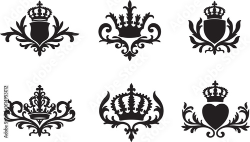 "Royal Crest Vector Emblem Set"

"Crown and Shield Heraldic Logo Collection"

"Noble Coat of Arms Silhouette Bundle"