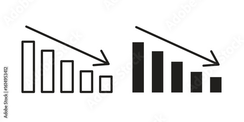 Decrease icon set, line and black glyph style for food app website.