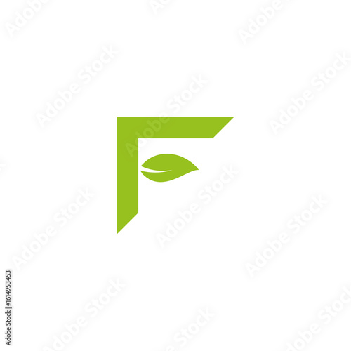 abstract logo style combination letter F and leaf