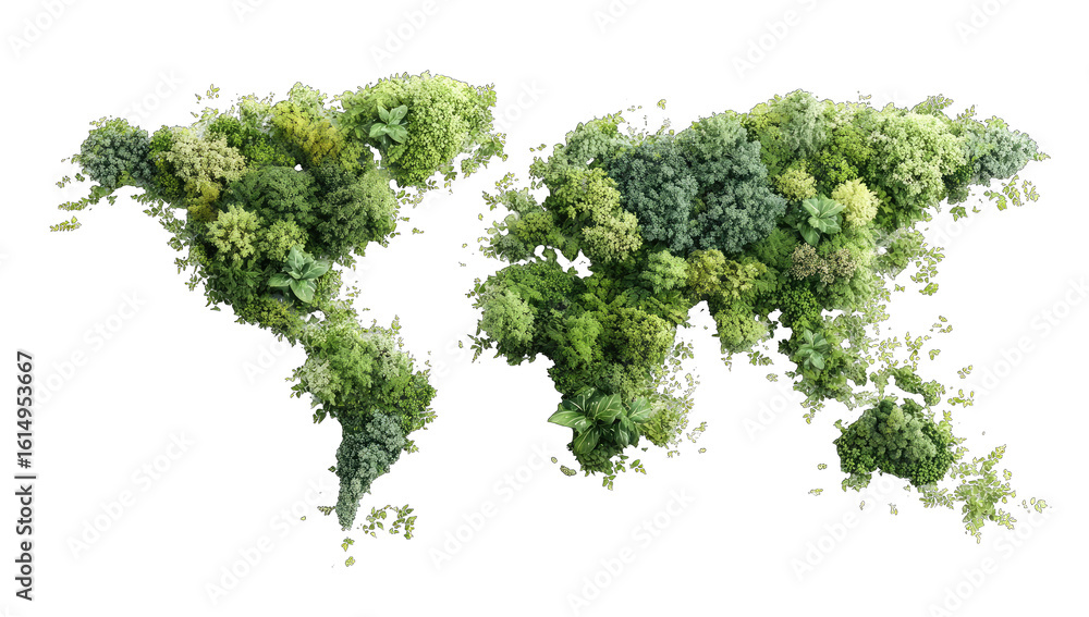 Obraz premium World map formed by lush green foliage
