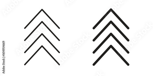 Chevrons icon set, line and black glyph style for food app website.