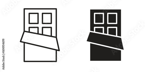 Chocolate icon set, line and black glyph style for food app website.