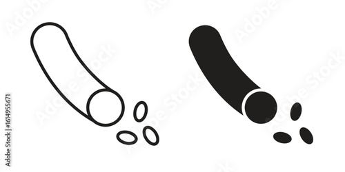 Blood vessel icon set, line and black glyph style for food app website.