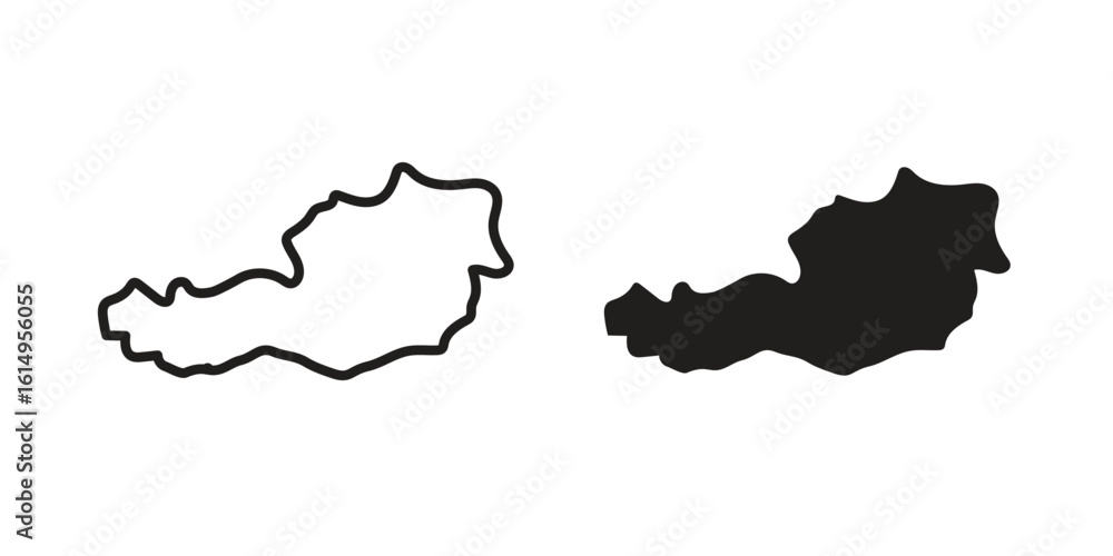 Fototapeta premium Austria icon set, line and black glyph style for food app website.