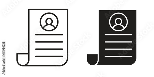 Application form icon set, line and black glyph style for food app website.