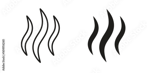 Aroma icon set, line and black glyph style for food app website.