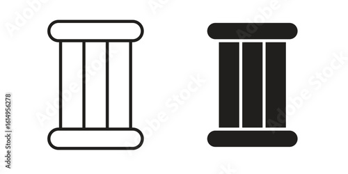 Antique Column icon set, line and black glyph style for food app website.