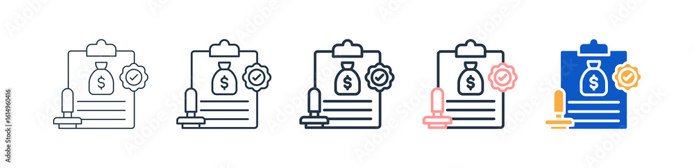Obraz premium Loan Approval different style icons set vector illustration. 