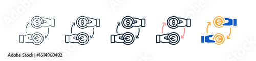Money Exchange different style icons set vector illustration. 