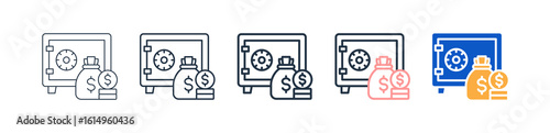 Safe Deposit Box different style icons set vector illustration. 
