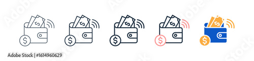 Ewallet different style icons set vector illustration. 