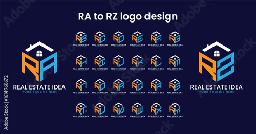 Editable Real Estate Lettermark Logo Set – RA to RZ Vector Branding Kit