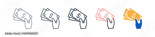 Cash Payment different style icons set vector illustration. 