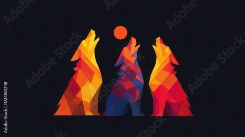 Geometric wolves howling at the moon.