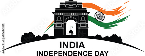 India gate with tricolor flag for independence day