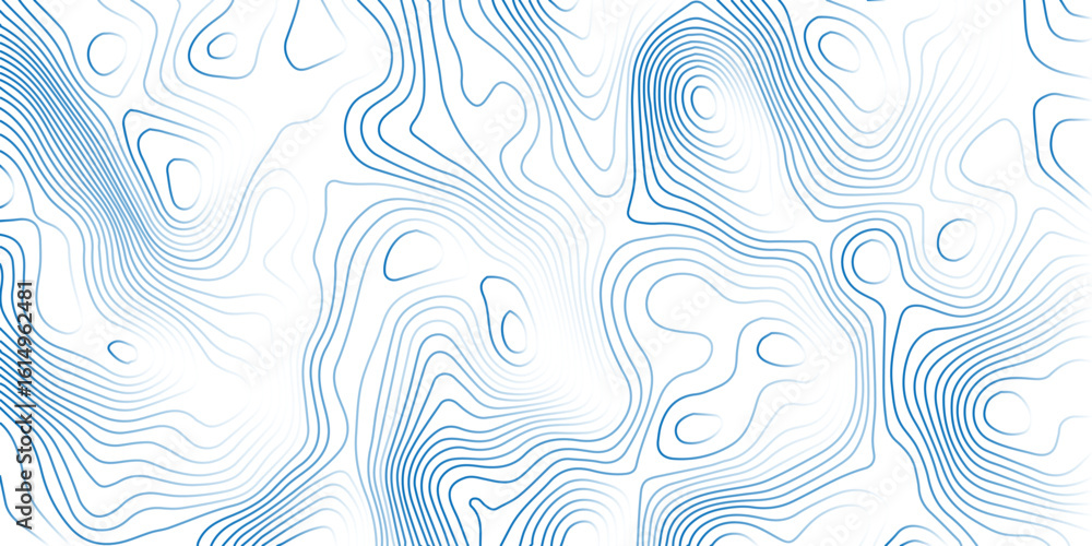 Fototapeta premium Topographic blue luxury map background. Geographic abstract pattern. The topo contour or wallpaper. Mountain trail terrain or path. Vector illustration.