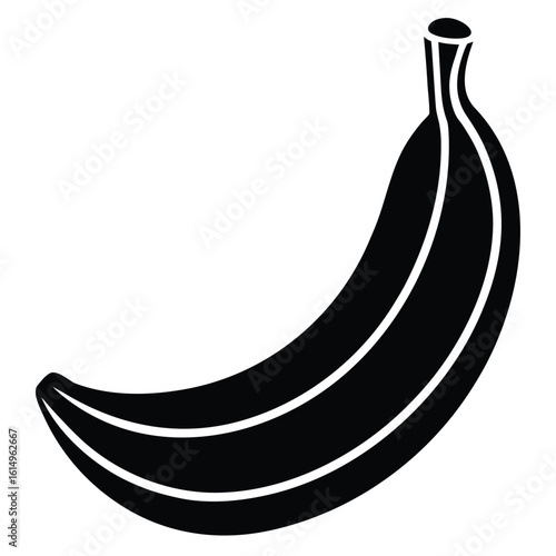 Vector art of a single black banana isolated on white background, a sweet and nutritious tropical fruit