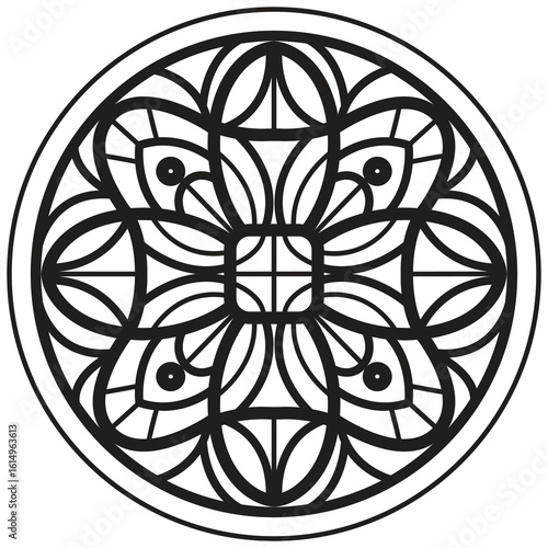 Floral circle mandala art  hand drawn for adult coloring book
