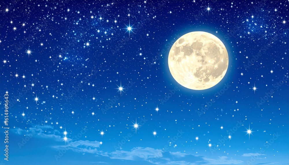 Fototapeta premium Mesmerizing full moon illuminating the dark night sky, a breathtaking celestial display.